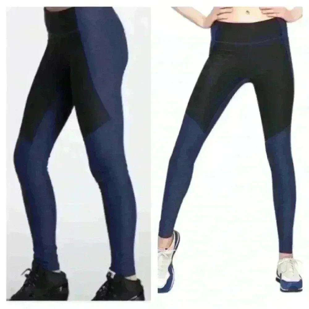 Outdoor Voices Two Tone Blue/Gray Compression Leggings Size S